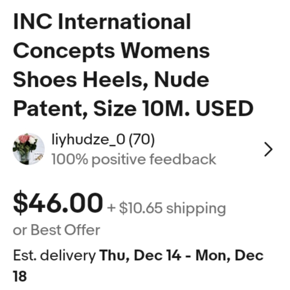 INC. Kenjay  D'Orjay Nude Shiny Patent Stiletto Heel  Sz 8. Pre Owned - Picture 5 of 5